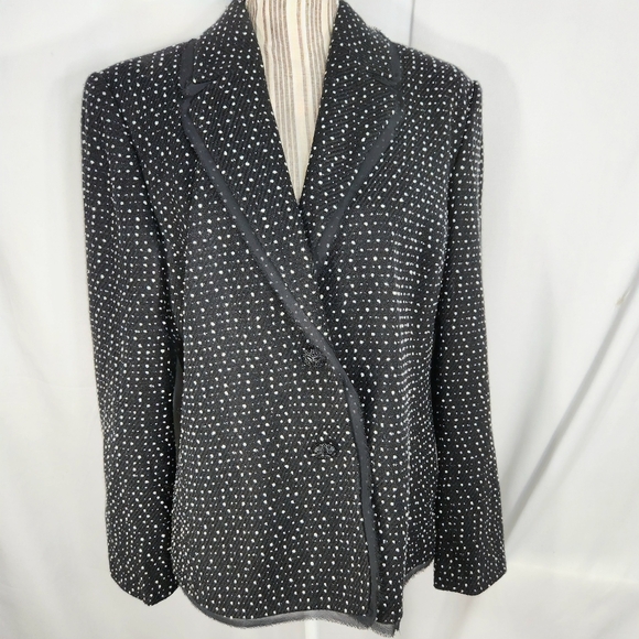 Sag Harbor Black w/White Spots Notched Lapel Two Button Blazer Plus Size 16 - Picture 1 of 9